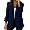 thumbnail image 1 of Evdexr Womens Lightweight Blazers Business Open Front Suit Jackets Lapel Long Sleeve Work Blazer Jackets Summer Lined Loose One Button Suit Cardigan with Pockets Navy 2XL, 1 of 3
