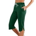 thumbnail image 1 of Evdexr Womens Petite Capris Yoga Drawstring Joggers Cropped Pant Side Slit Dressy Workout Sweatpants Knee Length Lightweight Summer Trouser with Pockets Green S, 1 of 4