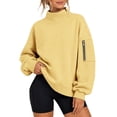 thumbnail image 1 of Evdexr Womens Sweatshirts Side Zip Pocket Long Sleeve Sweaters Oversized Mock Neck Loose Fit Tops Travel Comfortable Sweatshirt Yellow 2XL, 1 of 8