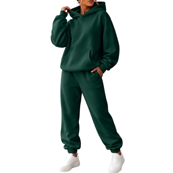 Evdexr Womens Track Suits 2 Piece Oversized Long Sleeve Sweatshirt & Sweatpants Sets Winter 2026 Vacation Casual Tracksuits Wide Leg Loose Fit Outfits with Pocket S