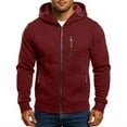 thumbnail image 1 of Evdexr Zip Up Hoodie Men Pullover Oversized Hooded Drawstring Sport Jacket Casual Fleece Zipper Pockets Long Sleeve Sweatshirts Solid Zipper Front Coat Wine 2XL, 1 of 5