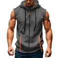thumbnail image 1 of Evdexr Zip Up Hoodies for Men Sleeveless Sweatshirts Drawstrings Hooded Outdoor Solid Pullover Zipper Loose Fit Lightweight Big and Tall Tank Tops Dark Gray 2XL, 1 of 5