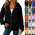thumbnail image 1 of Evdexr Zip Up Hoodies for Women Lightweight Long Sleeve Sweatshirt Jacket Comfort Plus Size Loose Fit Hooded Coat with Pockets Black 3XL, 1 of 4