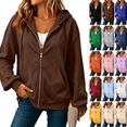 thumbnail image 1 of Evdexr Zip Up Hoodies for Women Lightweight Long Sleeve Sweatshirt Jacket Comfort Plus Size Loose Fit Hooded Coat with Pockets Brown L, 1 of 6