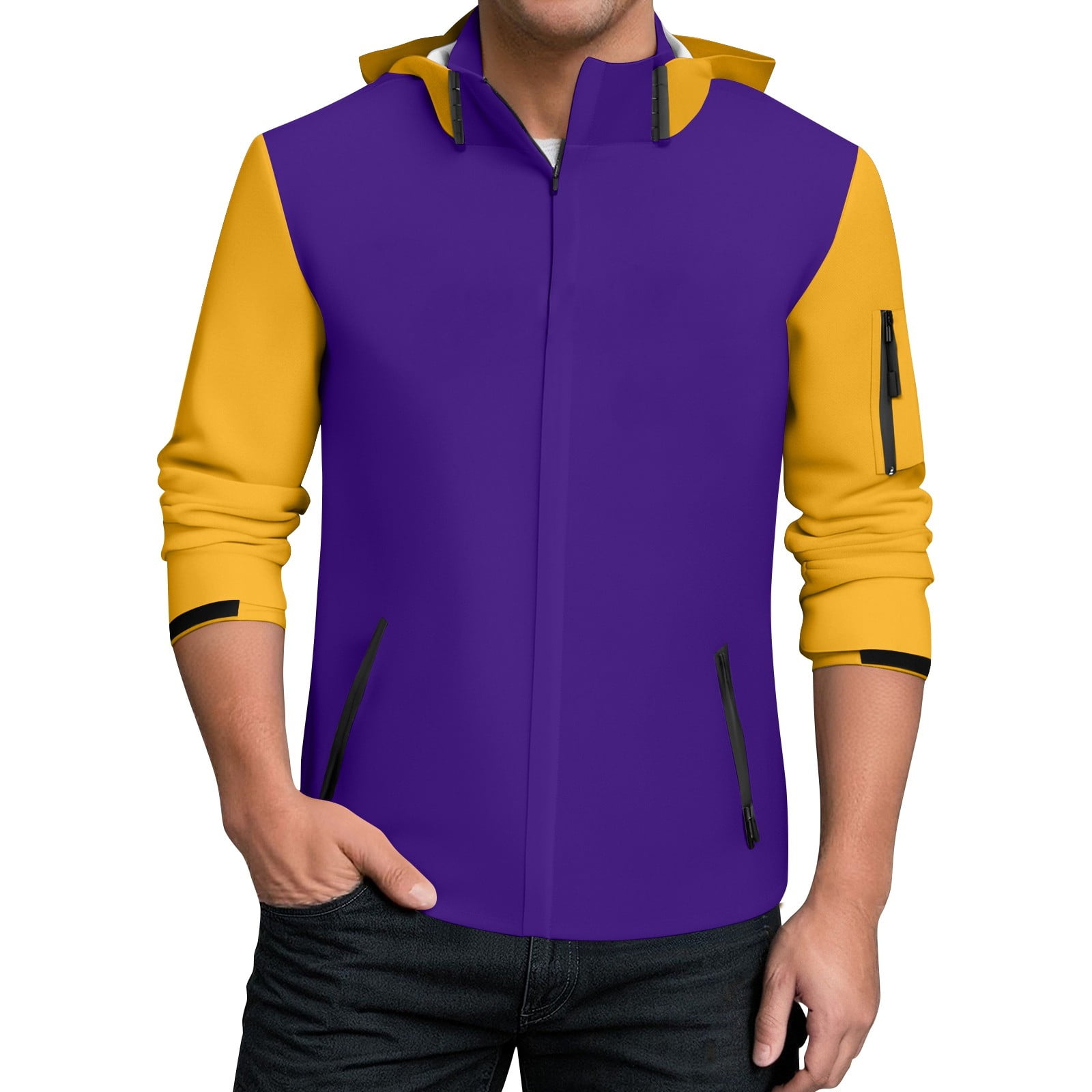 Men's Plus Size Zip Up Drawstring Hooded Jacket