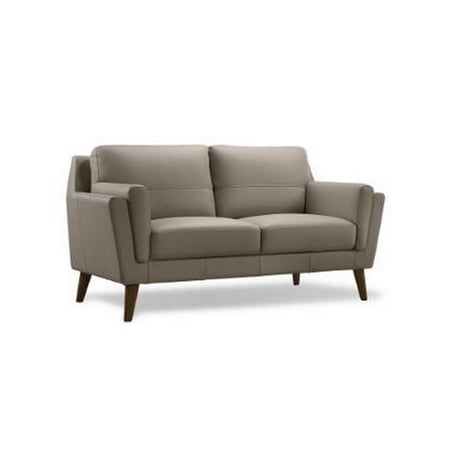 Eve 60 Inch Modern Loveseat, Splayed Legs, Gray Leather Match Upholstery