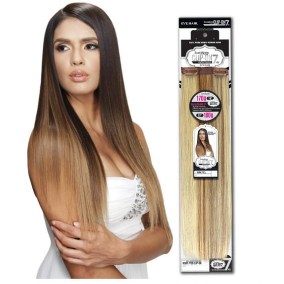 Eve 7pc Silky Straight Clip-On 100% Human Hair 22" - P27/613