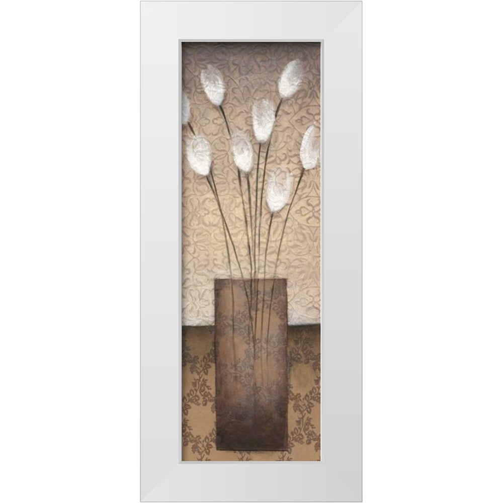 Image showcasing Eve 9x18 White Modern Wood Framed Wall Decor - Opal Accent I, Ready ...