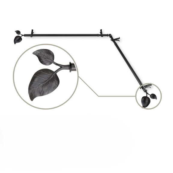 Contemporary Home Living Solid Contemporary Corner Window Curtain Rod - 107" - Black