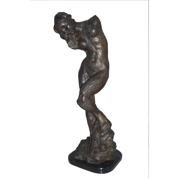 Eve Replica by Rodin Bronze Statue - Size: 10"L x 10"W x 32"H.