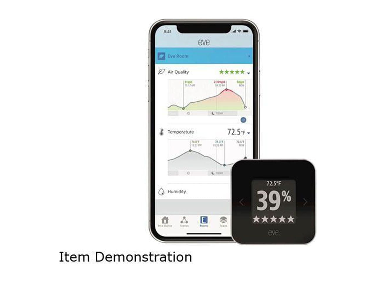 Eve Room Indoor Air Quality Monitor with Apple HomeKit technology for