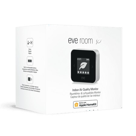 Eve Room Indoor Air Quality, Temperature, and Humidity Sensor, Black