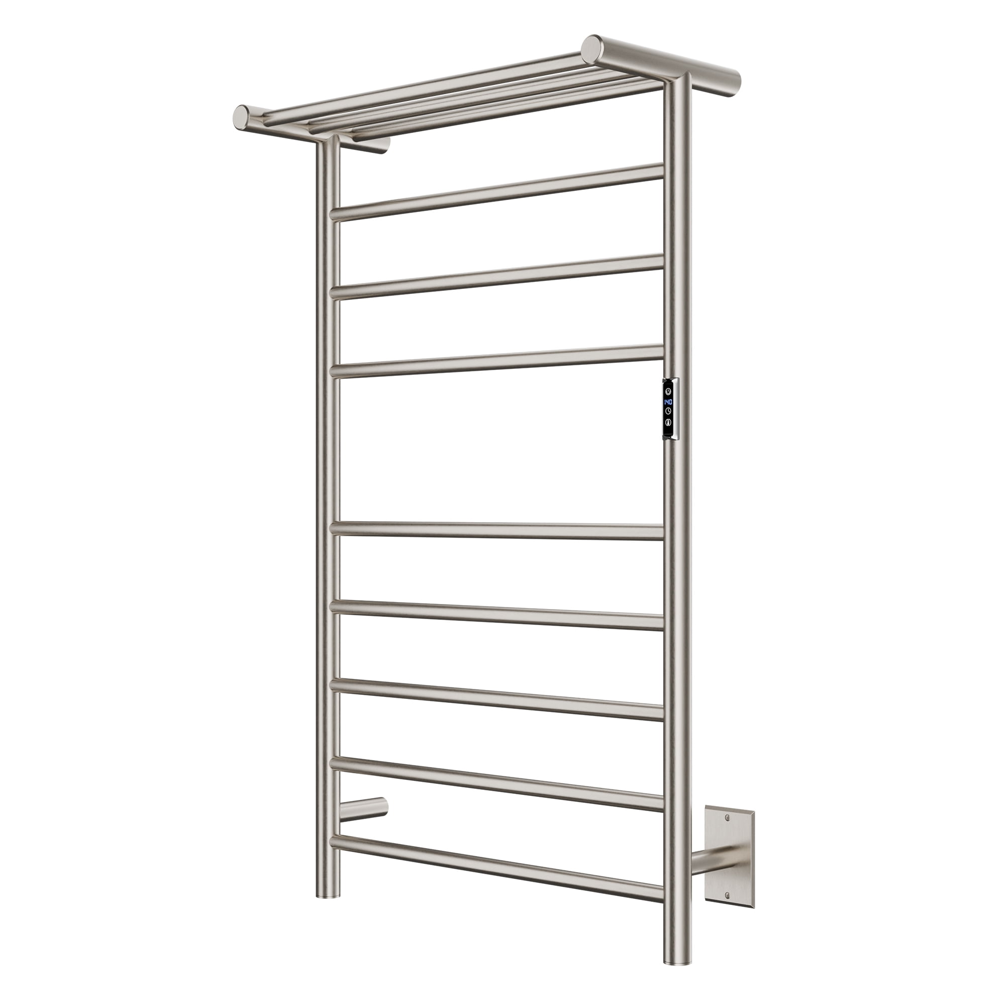 Brushed Nickel 8-Bar Wall Mounted Electric Towel Warmer