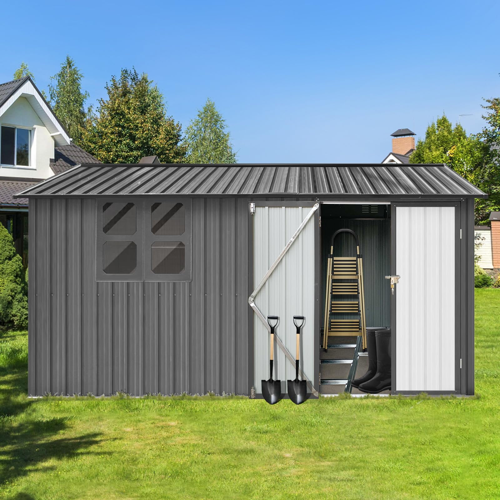 Evedy 10ftx12ft Large Shed YPF5 Clearance,Outdoor Storage Shed,Metal