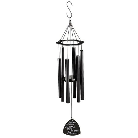 Evegreen Hand Tuned Memorial Wind Chime for Outside|"Stay In Our Hearts Forever"|Scale of A|Deep Tone|Powder-coated Metal|Black|30-Inches Tall|Sympathy Gift for Home Garden Decoration