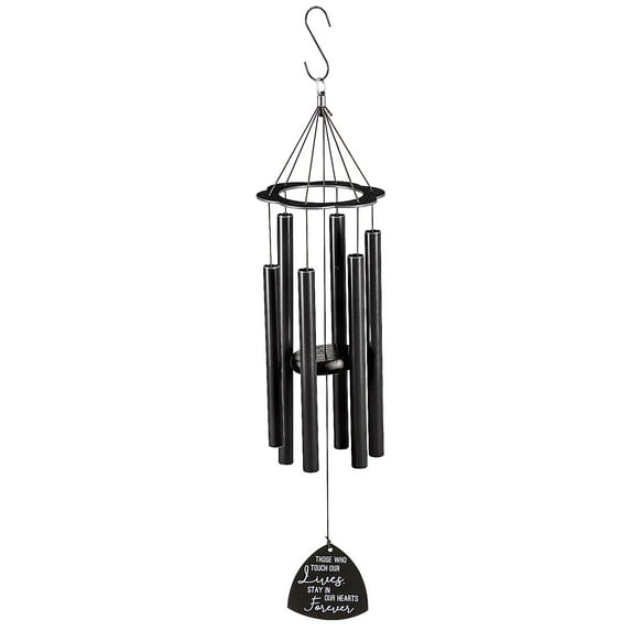 Evegreen Hand Tuned Memorial Wind Chime for Outside|"Stay In Our Hearts Forever"|Scale of A|Deep Tone|Powder-coated Metal|Black|30-Inches Tall|Sympathy Gift for Home Garden Decoration