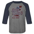 thumbnail image 1 of Evel Knievel Logo Tee Gray Adult Raglan Baseball T-Shirt, 1 of 2