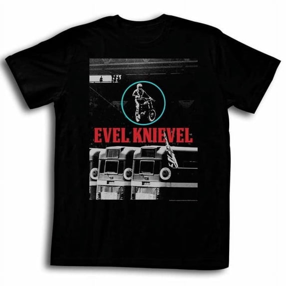 Evel Knievel REDWHITEBLUE XL Cotton T-shirt Black Adult Men's Unisex Short Sleeve T-shirt