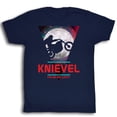 thumbnail image 1 of Evel Knievel Space Moon Cape Motorcycle Jump Color Me Lucky Blue Adult T-Shirt, 1 of 2