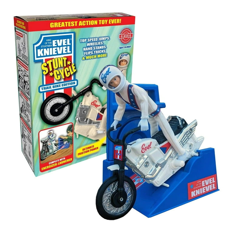 Kids Evel Knievel Stunt Cycle Playset, Stow Go Ramp Toy Vehicle