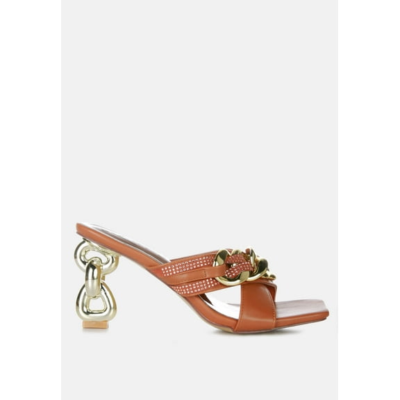 Evelane Metallic Chain Rhinestone Sandals