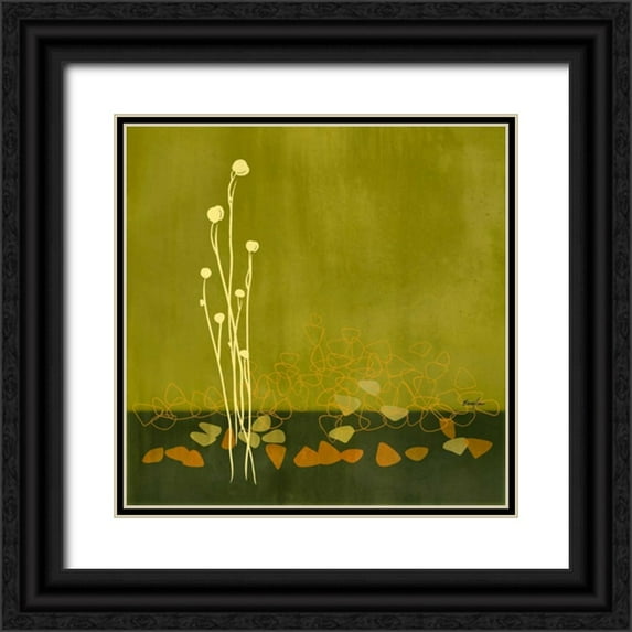 Evelia Designs 12x12 Black Ornate Wood Framed with Double Matting Museum Art Print Titled - River Rocks I