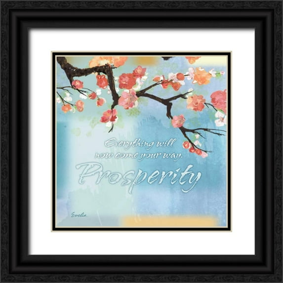 Evelia Designs 20x20 Black Ornate Wood Framed with Double Matting Museum Art Print Titled - Blue Floral Inspiration XI