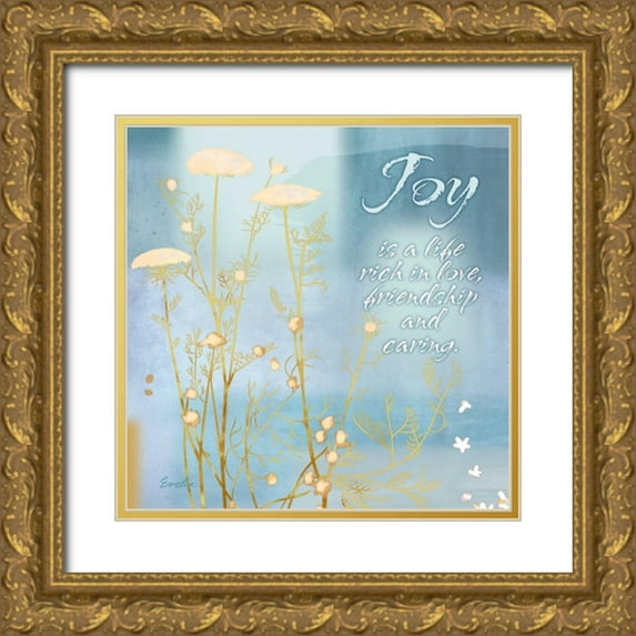Evelia Designs 20x20 Gold Ornate Wood Framed with Double Matting Museum Art Print Titled - Blue Floral Inspiration VIII