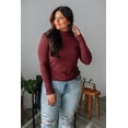 thumbnail image 1 of Evelina Mock Neck Top - Wine, 1 of 5