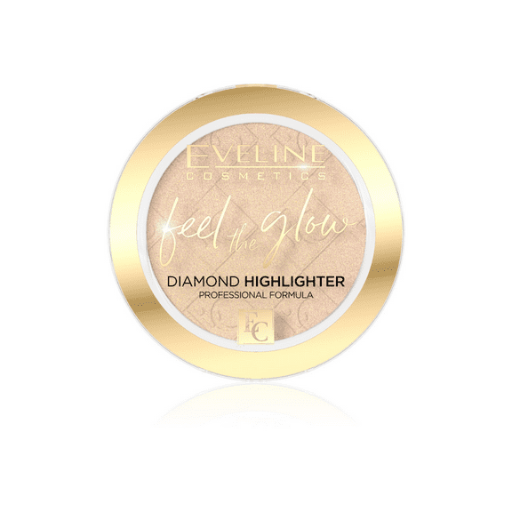 Eveline Cosmetics  Feel the Glow Diamond Highlighter  01 Sparkle  Radiant, Long-Lasting Glow with Velvety Finish  Vegan Formula