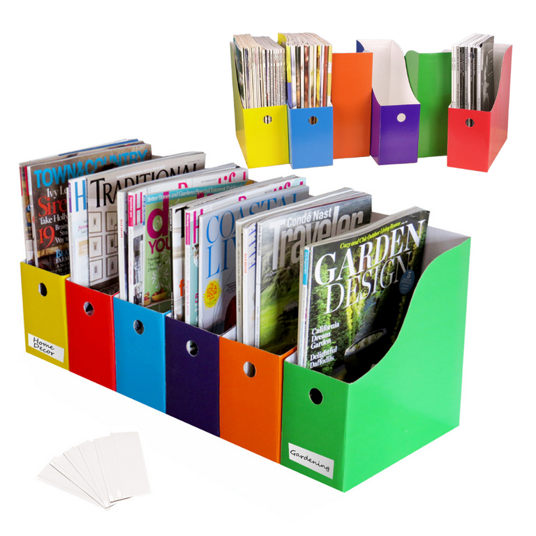 Magazine File Holder, Folder Holder, Magazine Organizer, Book Bins,  Multi-color