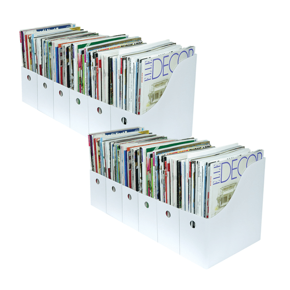 Evelots 12 Pack Magazine File Holder Organizer-4 Inch Wide-White-With Labels