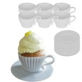 thumbnail image 1 of Evelots 12 Piece Set Oven Safe Silicone Mold Teacup Shaped Cupcake Baking Set (6 Cups/6 Saucers)-Reusable Food Grade BPA Free-2 Colors, 1 of 6