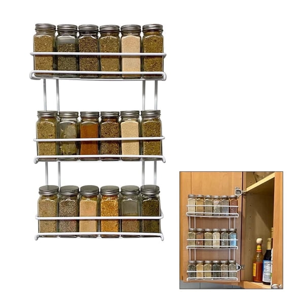 Evelots 2 Pack 3-Tier Spice Rack-Door/Wall Mounted-Sturdy Coated Metal-Up to 36 Bottles