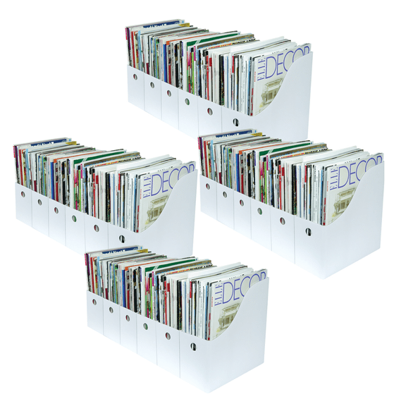 Evelots 24 Pack Magazine File Holder Organizer-4 Inch Wide-White-With Labels