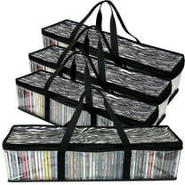 Evelots 4 Pack CD Storage Bags, Clear PVC Plastic-Holds 192 CDs With Cases Total-Strong Handles-Protects from Scratches/Dirt/Dust/Moisture