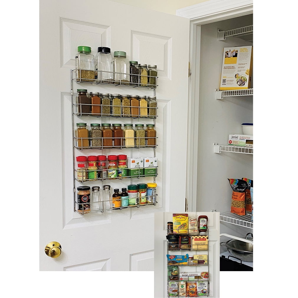 Honey Can Do Over The Door Hooks with Cabinet Door Spice Rack - Gray