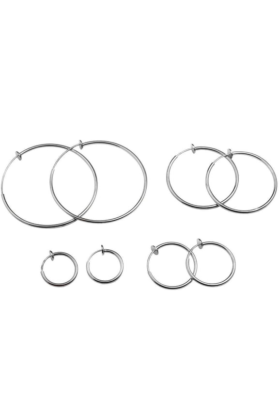 Clip on Spring Hoop Earrings-Gold/Silver-No Pinch/Nickel Free-4 Sizes