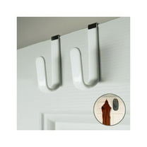 Evelots Over the Door Hooks for Wide Doors, 2 Pack Heavy Duty White Rubber Coated Metal Door Hanger Hook for Hanging Clothes, Towels, Coats, Hats in Bathroom, Bedroom, or Office