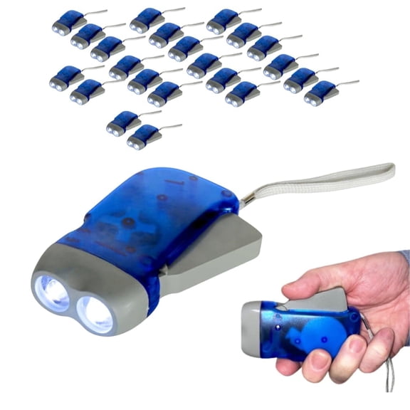 Evelots Hand Crank Emergency Flashlights -24 Pack- Camping , Home , Car - Double LED Bright Lights - Great for Hiking , Outdoor Sports , Power Outage Easy to Use