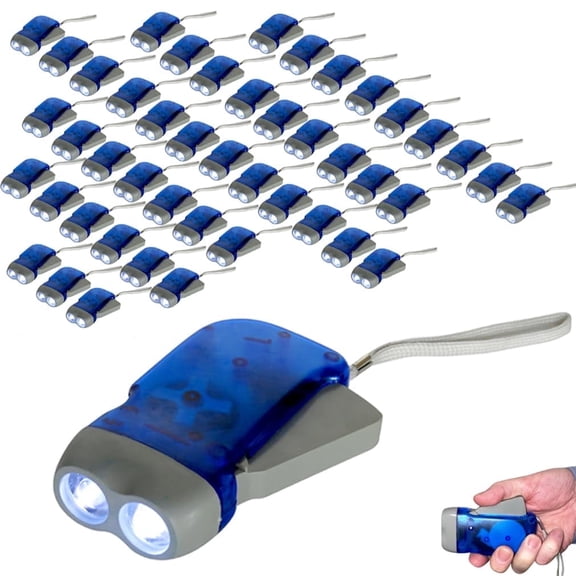 Evelots Hand Crank Emergency Flashlights -48 Pack- Camping , Home , Car - Double LED Bright Lights - Great for Hiking , Outdoor Sports , Power Outage Easy to Use