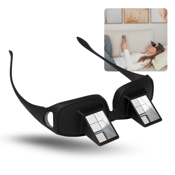 Evelots Laying Down Reading Glasses - Look Down Bed Readers - High Definition - Lazy Bed Prism Spectacles Horizontal Glasses - Read and Watch TV in Bed - Use Over Your Glasses