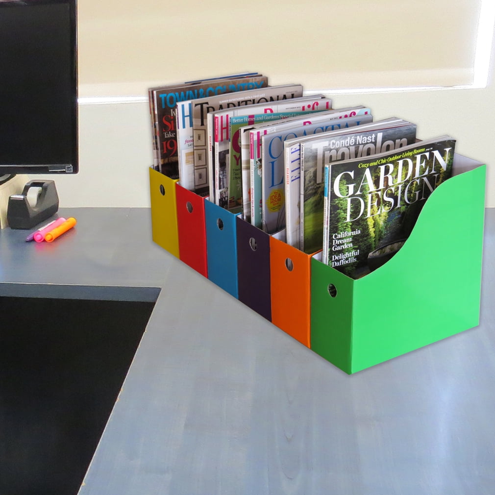 Evelots Magazine File Holder Storage Organizer W/ Labels, Multicolored, 1 or 2 Sets of 6