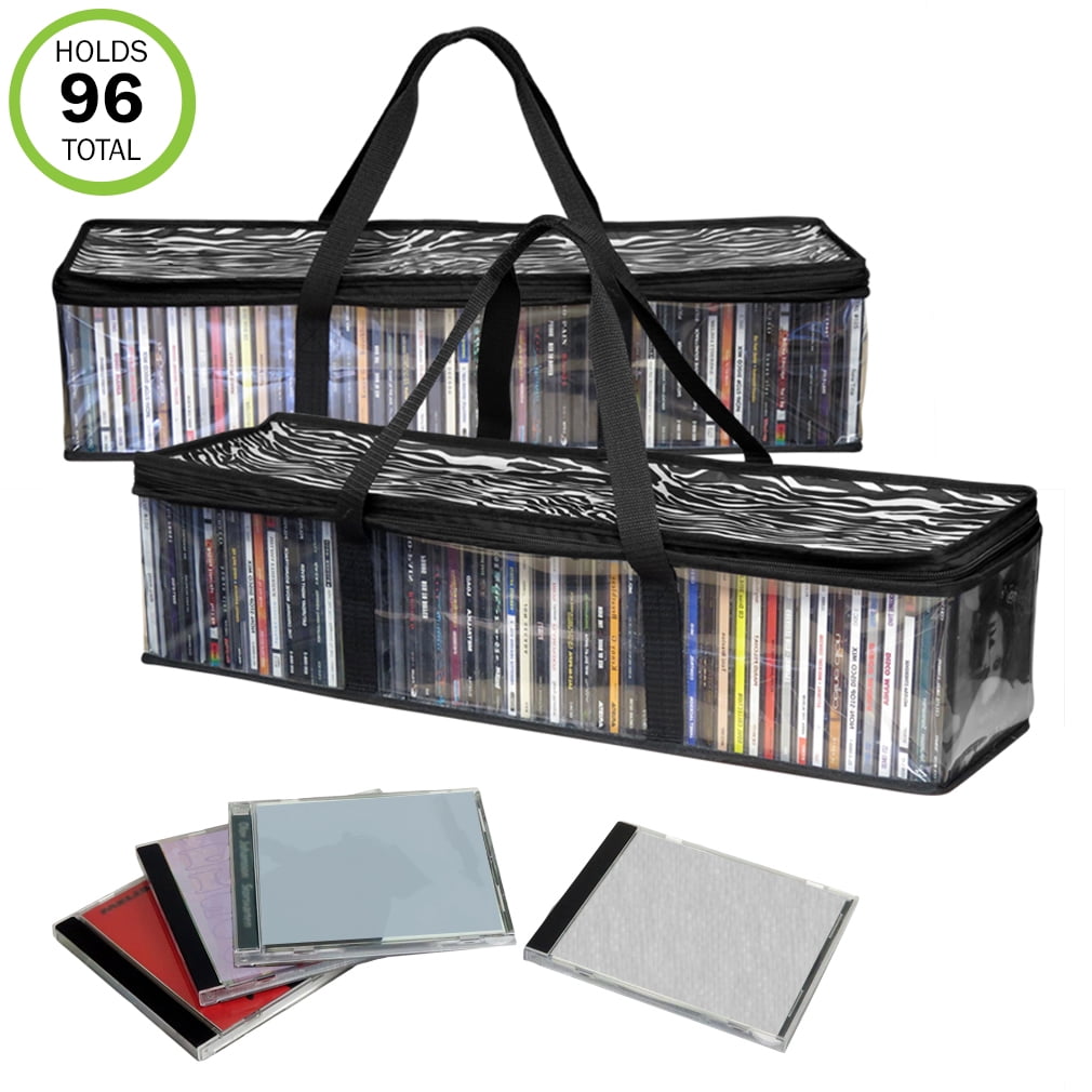 Evelots CD Sturdy Storage Bags, Carrying Handles, Set of 2, Holds 96 ...