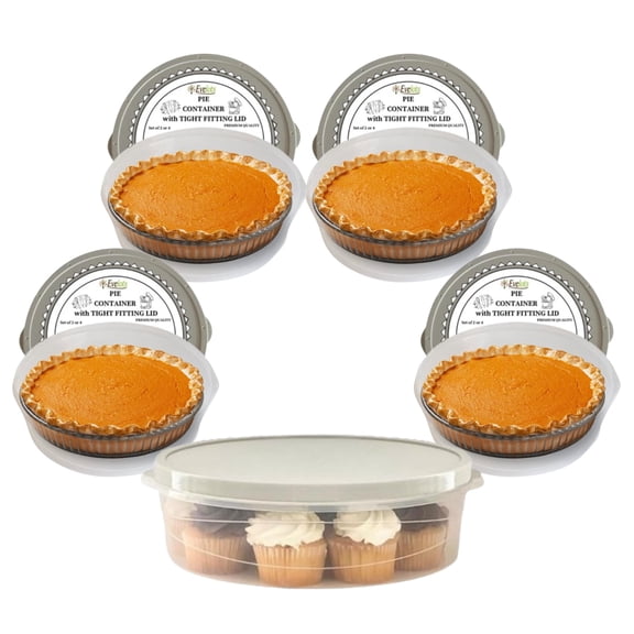 Evelots 4-Pack 10-Inch Airtight Food Storage Container with Lid - Portable Carrier for Pies, Cakes, Cupcakes & More - BPA-Free Clear Plastic - Secure & Easy Transport