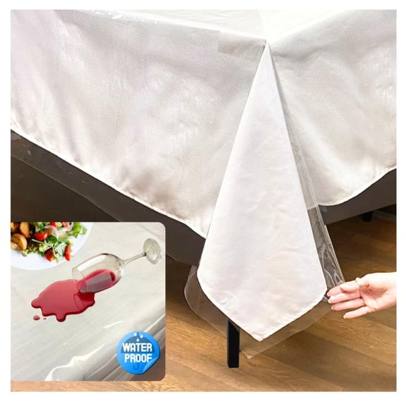 Evelots Plastic Table Cover - Clear Rectangular Vinyl Tablecloth for Tables 54 Inches Wide x 120 Inches Long - Waterproof - Heavy-Duty - Easy to Wipe - Indoor Outdoor Use