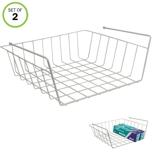 Evelots Slide Under Shelf Sturdy Wire Baskets w/ Back Space Saver