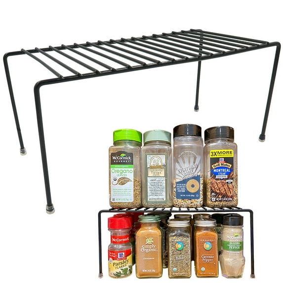 Evelots Wire Rack Cabinet Shelf Organizer Set of 2 Black Kitchen Organization , Bathroom Cabinet Organizer , Food Pantry Organization and Storage Shelves