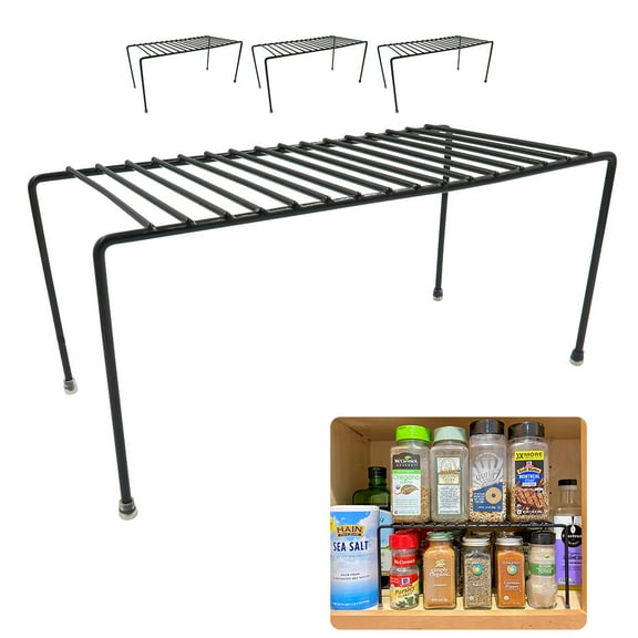 Evelots Wire Rack Cabinet Shelf Organizer Set of 4 Black Kitchen Organization , Bathroom Cabinet Organizer , Food Pantry Organization and Storage Shelves