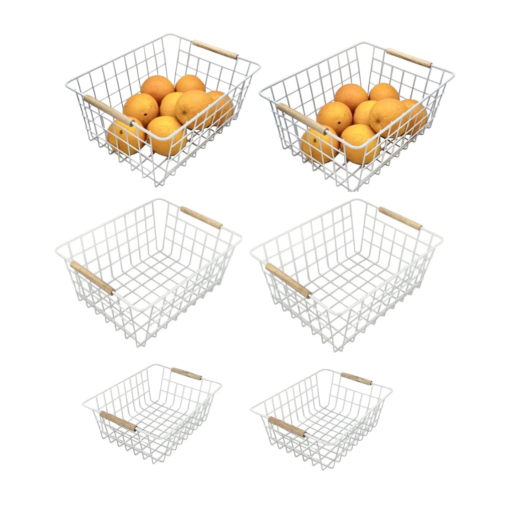 Evelots Wire Storage Baskets with Woo...